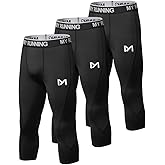 MEETYOO Men's 3/4 Compression Pants Leggings Tights, Cool Dry Sport Workout HeatGear Capri Base Layer