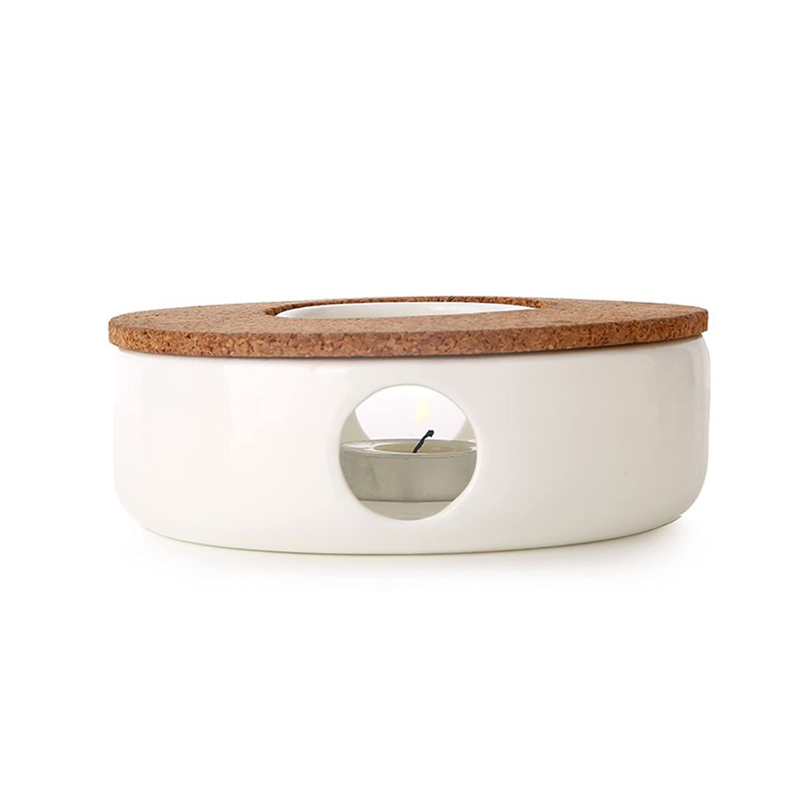 TEA SOUL Very Elegant Teapot Warmer in Porcelain with Cork Stand. The perfect support to Keep Your Teapot Always Warm., White