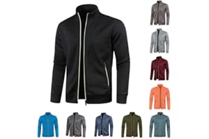 Men's Sweaters Fleece Full Zip Jacket Mock Neck Athletic Lightweight Sweatshirt Casual Fall Winter Coat with Pocket