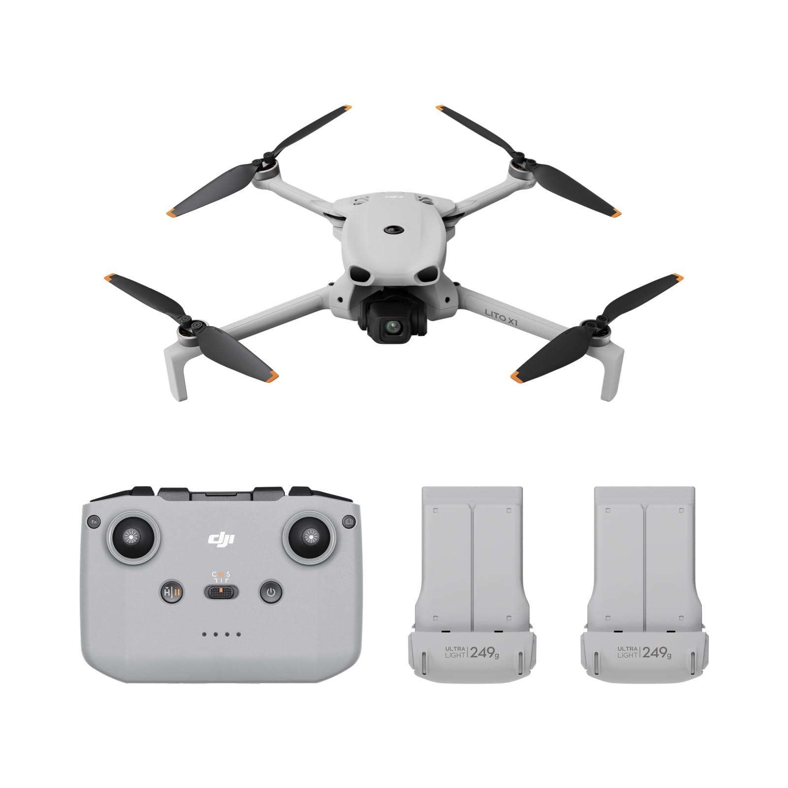 DJI Lito X1 Combo Due Batterie con DJI RC-N3, drone con fotocamera 4K per principianti, rilevamento degli ostacoli, ActiveTrack, sensore da 1/1,3 pollici, leggero per adulti, 2 batterie, C0