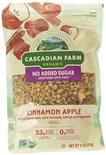 Cascadian Farm Organic Cinnamon Apple Granola Cereal, No Added Sugar, 11 Ounces (Pack Of 4)