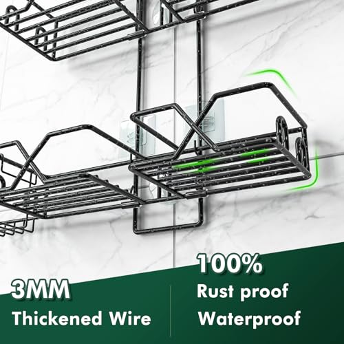 Upgraded Hanging Shower Caddy for Handheld Shower Heads,Adjustable Height Extra Long Bathroom Shower Organizer Hanger Rack with Hooks,Soap Holder