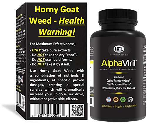 Horny Goat Weed | AlphaViril by Dr Sam Robbins | Naturally Boosts Testosterone, Increases Libido, Sex Drive, Strength, Stamina, Energy, Builds Muscle |Made in USA | Maca Root Tongkat Ali Zinc