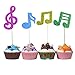 Joinor 36pcs Super Glitter Music Symbols Cupcake Muffin Topper Picks Cake Decoration Baby Shower Birthday Party Favors