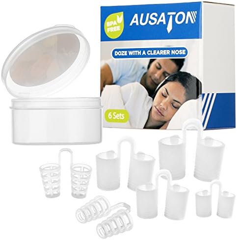 Anti Snore Device, AUSATON Snore Stop Nose Vents for Peaceful Sleeping, Safe Relief Snoring Solution to Ease Breathing(Set of 6)