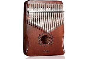 TIENCLEF Kalimba Thumb Piano 17 Keys with Engraved Notes Olive Pattern Handhold Cute Finger Piano Mabogany Solid Wood Portable Musical Instrument with Music Book for Kids Adult Beginner (Coffee)