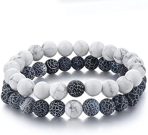 His And Hers Couples Bracelets 7.5" Flexibility Size 8mm Energy Balance Chakra Beads (Pack of 2)