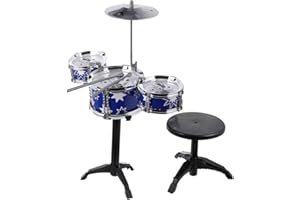 TOBBOMEY Ensemble de batterie musicale préscolaire pour jazz et percussion éducative, bleu pour enfants