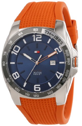 Tommy Hilfiger Men's 1790883 Sport Stainless Steel Bezel Orange Silicon Strap Watch