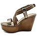 Ollio Womens Shoe Vintage Burnish Wedge Cross Strap Sandal