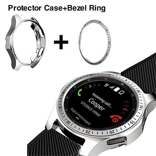 [2 Pack] JZK Samsung Galaxy Watch 46mm/Gear S3 Frontier & Classic Bezel Ring Styling,Adhesive Cover Anti Scratch & Collision Bezel Loop+Protector Case for Galaxy Watch 46mm Smartwatch Accessories - Thumbnail 7