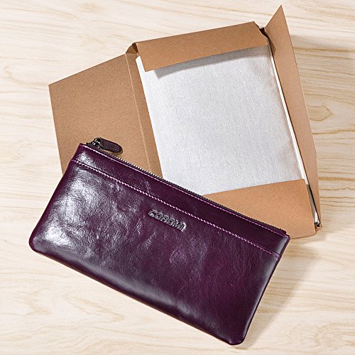 CORNMI Phone Purse Wallet Handmade Dip Dye Leather Long Card Organizer Wallet with Removable Card Holder ,Universal Leather Case for iPhone ,Samsung - Purple