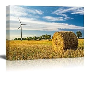 Canvas Prints Wall Art - Beautiful Scenery of Windmill on The Field in Autumn | Modern Wall Decor/Home Art Stretched Gallery Canvas Wraps Giclee Print & Ready to Hang - 12" x 18"