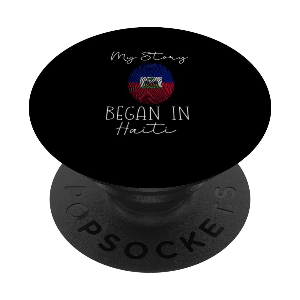 Haitian Pride Fingerprint - My Story Started in Haiti Flag PopSockets Swappable PopGrip