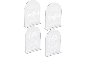 4PCS Acrylic Wedding Signs for Reception, 2-PCS 5x7 Inch Clear Acrylic Guest Book Sign, 2-PCS 5x7 Inch Cards and Gifts Sign w