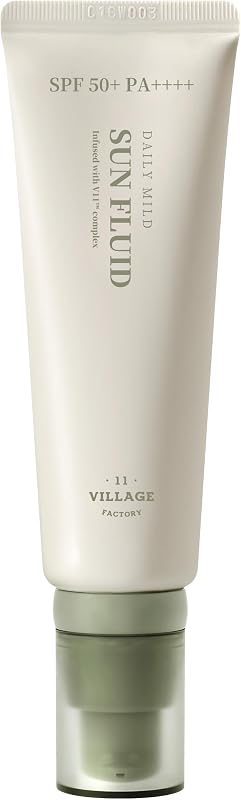 [VILLAGE 11 FACTORY] DAILY MILD SUN FLUID (50ml) Koreanische Hautpflege – Flüssige und leichte Sonnencreme – Schützt vor UV-Strahlung – hellt den Teint auf – spendet Feuchtigkeit – Anti-Aging — Foto 1 von 8