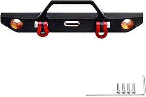 GOHOBBY Metal Aluminum Front Bumper with U-Rings Tow Hitch Shackles for Axial SCX24 1/24 RC Crawler AXI90081 Upgrades Parts