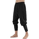 Men's Ankle Banded Pants Medieval Viking Navigator Pirate Costume Renaissance Gothic Halloween Cosplay Trousers.