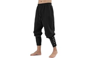 SYQBR Men's Ankle Banded Pants Medieval Viking Navigator Pirate Costume Renaissance Gothic Halloween Cosplay Trousers.