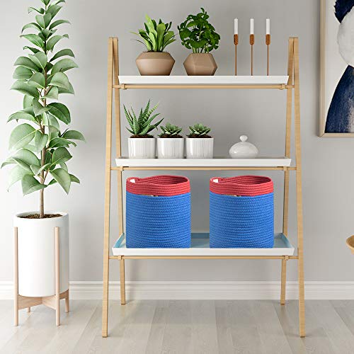 ICEBLUE HD Cotton Rope Blue Storage Baskets 12X12.5 Inches Woven Baskets Set of 2 Kids Toy Baskets Boxes Bins