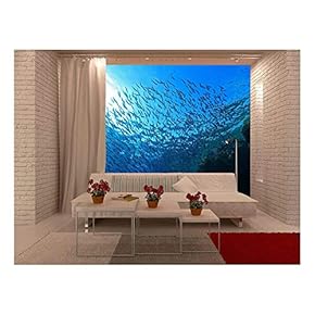 Shoal of Sardines in The Blue Water of The Red Sea - Removable Wall Mural | Self-Adhesive Large Wallpaper - 66x96 inches