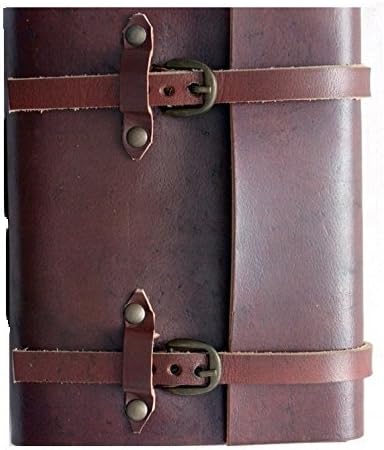 Prastara Handmade Distressed Leather Journal Diary Notebook Plain Buckle 6x5 inches Christmas Gifts