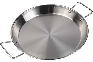Stainless Steel Paella Pan, Stainless Flat Bottom Paella Pan, Doul Handle Flat Bottom Cookware, Jumbo Frying Pan for Kitchen 