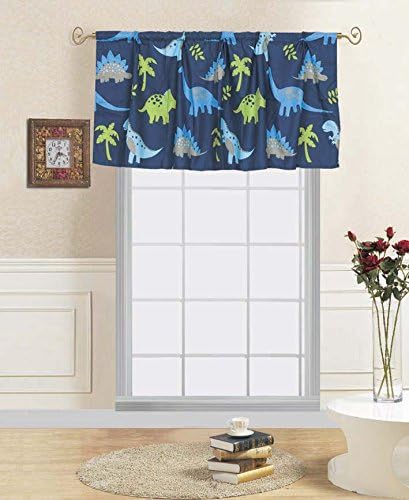 elegante hogar multicolor azul oscuro verde dinosaurios jurassic park divertido diseno colorido para ninos ninos cortina valla decoracion ventana