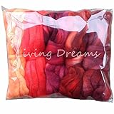 SPINNING FIBER Super soft BFL Wool Top Roving drafted for hand spinning with drop spindle or wheel, felting, blending and weaving. Variegated hand dyed mini skeins. 5 Ounce DISCOUNT PACK, Red Multi