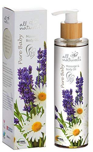 All Naturals Pure Baby Body Oil with Kukui Nut Oil, Evening Primrose, Chamomile and Lavender| Perfect Face and Body Moisturiser for Sensitive Baby Skin and Eczema| Natural and Organic 200ml