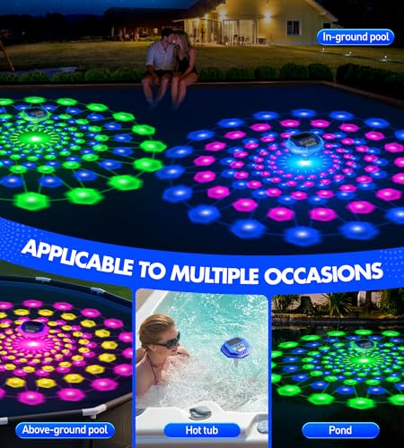 LuxBlue Solar Swimming Pool Thermometer, Floating Pool Thermometer with Underwater Light Show, Digital Swimming Pool Thermometer with Large LCD Display, Easy to Read IP68 Digital Pool Termometer