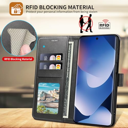 WAURZ Case for Xiaomi Redmi Note 15 4G/5G, Case with Card Holder Flip Wallet Leather Pouch Protective Flip Cover Case Black