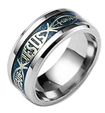 Tanyoyo 8mm Stainless Steel Ring Jesus Bible Wedding Engagement Band Blue Size 6-13