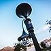 GAMA Sonic Everest Outdoor Solar Lamp Post Light Kit, Black Cast Aluminum Industrial Style Downlight Lamp, Light Pole, and Concrete Sleeve Anchors with Warm White Light 2700K (109001)