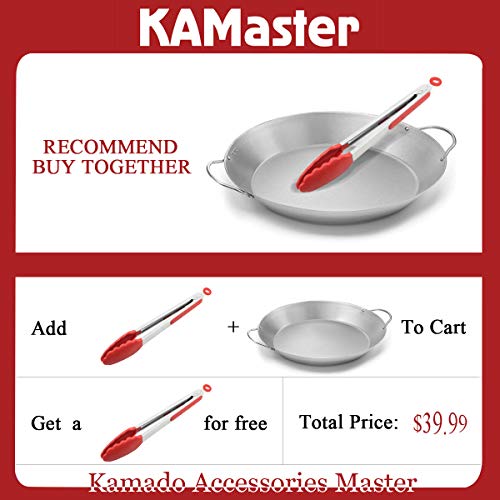 KAMaster Stir-Fry and Paella Pan Stainless Steel Grill Pan with Double Handles for Big Green Egg Induction Ready Pan for Chicken and Restaurant Great for Rice or Stir Frys - Thumbnail 6