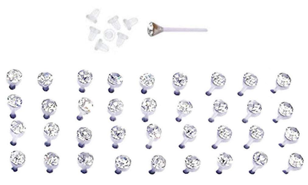 DesignedDazzle Set of Nylon Posts Plastic Posts Crystal Stud Hypoallergenic Earrings S transparent