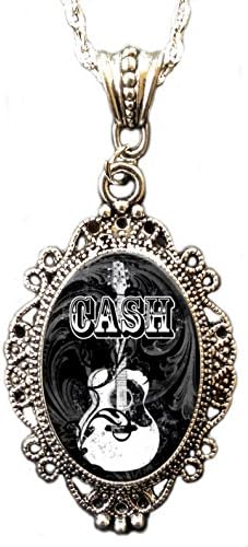 Alkemie Johnny Cash Guitar Cameo Pendant Necklace