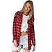 Fanala Womens Plaid Checks Button Down Long Sleeve Long Blouse Tops Shirt Dress