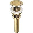 Kingston Brass EV8417 Coronet Push Pop-Up Bathroom Sink Drain Without Overflow, Brushed Brass 8.44 x 2.44 x 2.44