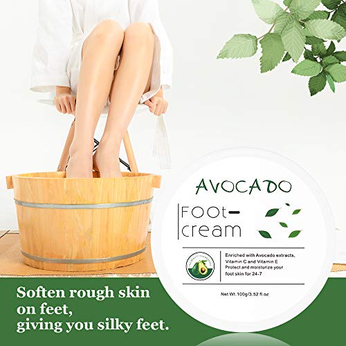 Avocado Essence Foot Cream | Non-greasy Foot Lotion for Rough, Dry, Calloused Feet, Heels and Soles | Exfoliator & Moisturizer | Organic Feet Balm for softening rough skin on feet | 3.52 fl.oz