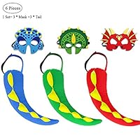 Dinosaur-Tail+Mask for Kids Party -Dragon Costume (#3 Pack)