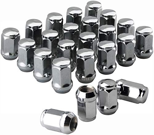 GDSMOTU Chrome Wheel Lug Nuts 1/2", 24pc Bullet Acorn Steel 1/2" Wheel Lug Nuts 1.8" Tall for 5 Lug Dodge Ram 1500 Ford F150 Jeep Wrangler Lincoln(1/2"-20 Thread Pitch)