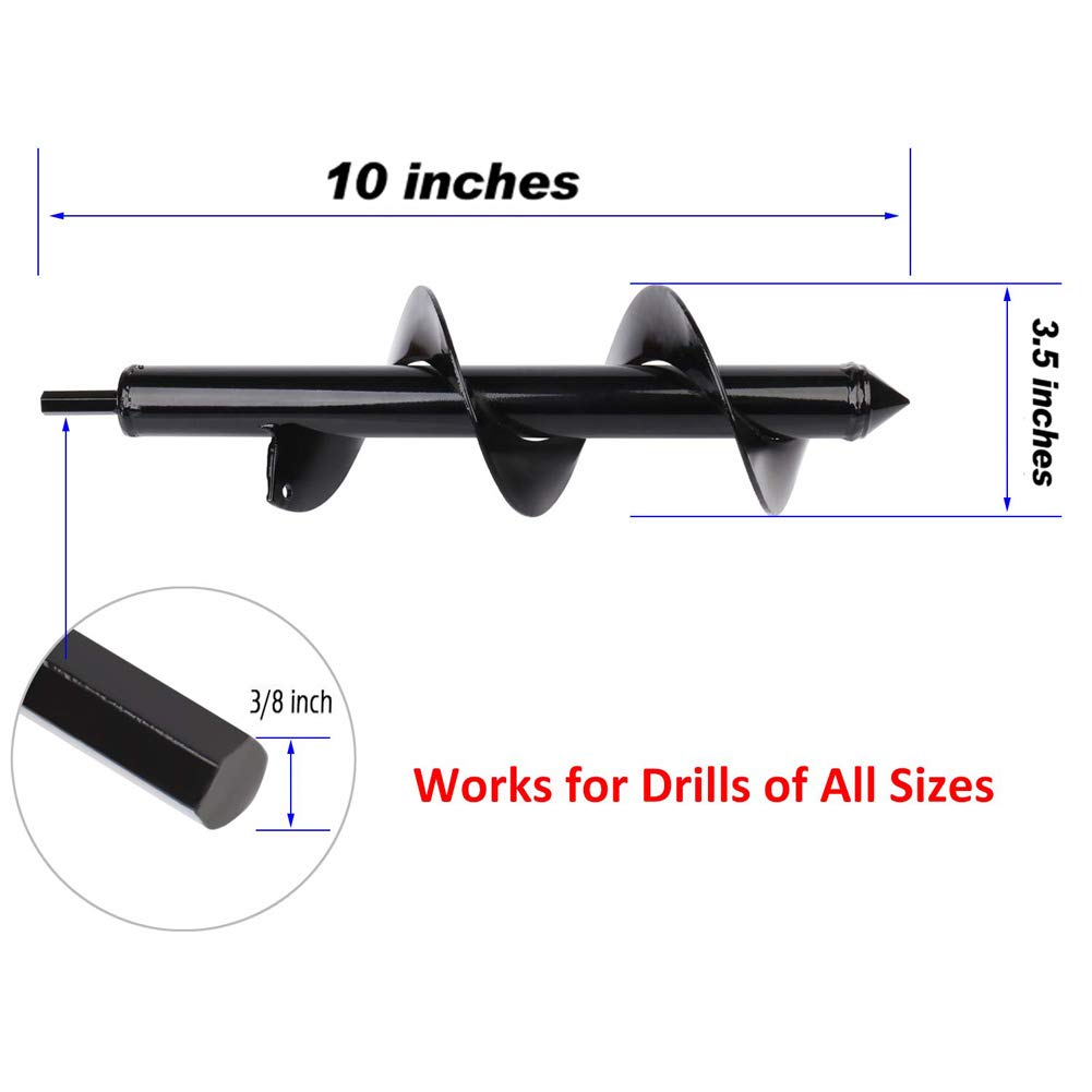 Feathernie Garden Auger Drill Bits 3.5" x 10" Non-Slip Spiral Hole Drill Digger- Bulb Planter Tool- Planting Auger for Drill for Hex Drive Drill - Planting Bedding Bulbs Seedlings: Industrial & Scientific