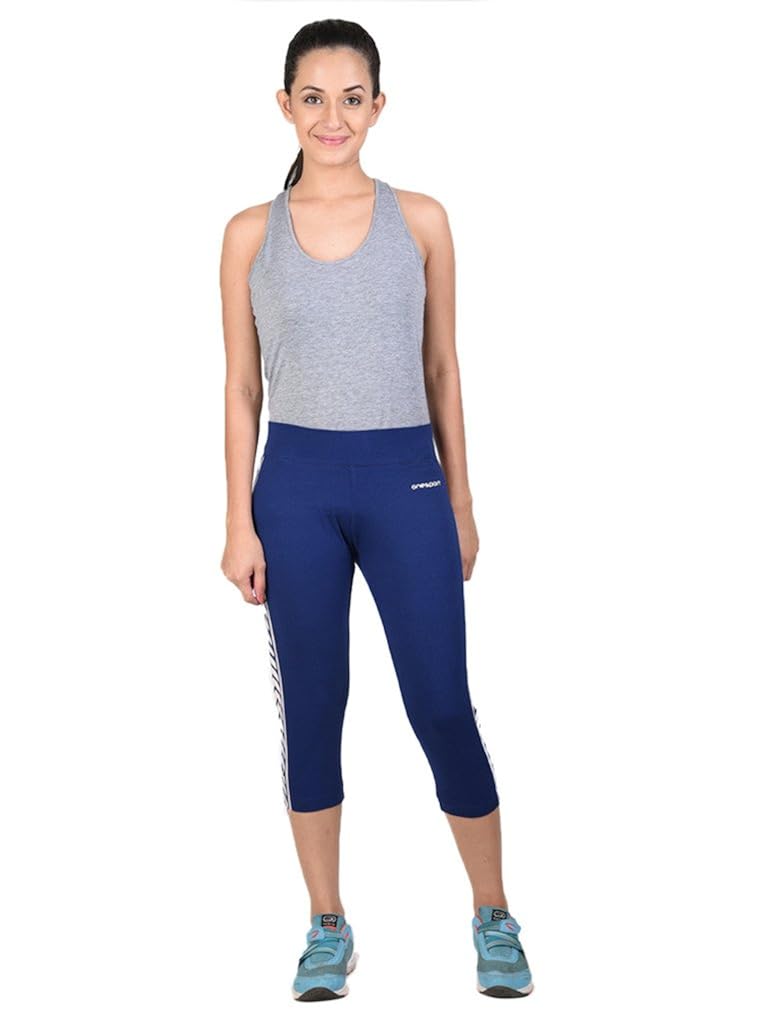 onesport women's cotton spandex jersey blue three forths(onsp16bu-p)