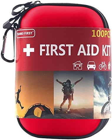 TIANBO FIRST First Aid Kit for Survival and Emergencies (100 Pieces) Light, Waterproof, Compact and Comprehensive - Great for Hiking, Backpacking, Camping, Travel, Car & Cycling, Outdoors or Sports