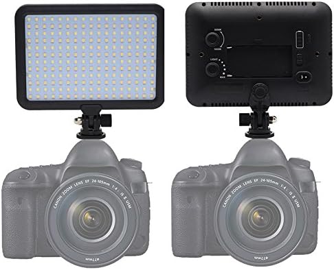 INSEESI IN-204 Photographic LED Video Light 204 Bulbs Dimmable 3200K~5500K for Canon Nikon DSLR Camera Video Camcorder Compatible for AA Battery Pack Sony NP-F NP-FM NP-H Series Battery (2pack)