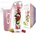 Live Infinitely 32 oz. Fruit Infuser Water Bottles with Time Marker, Insulation Sleeve & Recipe eBook - Fun & Healthy Way to Stay Hydrated (Rose Gold Timeline) primary