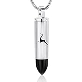 Yinplsmemory Cremation Jewelry for Ashes Locket Deer Bullet Pendant Urn Necklace for Ashes Keepsake Memorial Jewelry for Ashes for Dad Papa