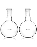 QWORK Glass 500ml Single Neck Flat Bottom Boiling