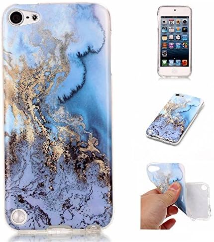 Touch 5 Case,GLORYSHOP [Marble pattern] [Drop Protection] Premium Slim Fit Flexible TPU Case Shock-Absorption and Anti-Scratch Back Cover for iPod Touch 5 6th Generation,[Blue]